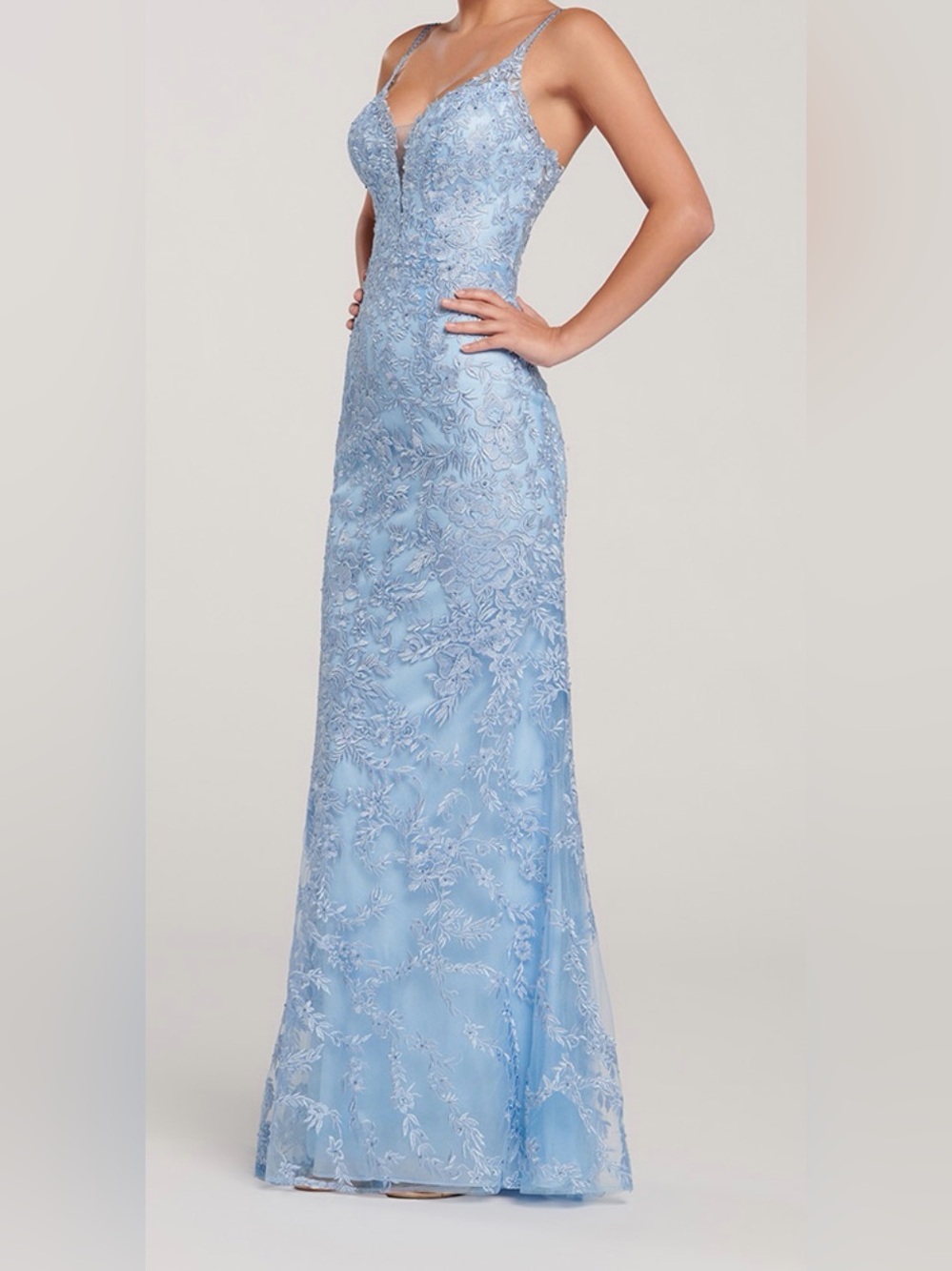 ellie wilde Sky Blue Lace Maxi Dress